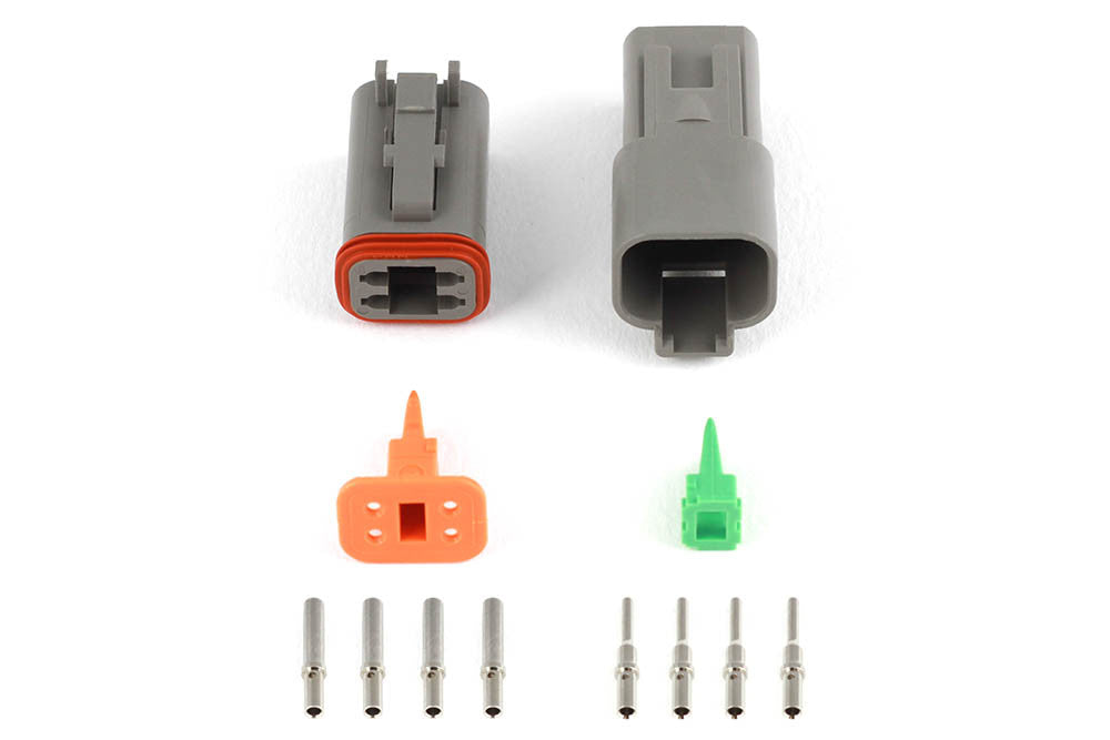 HALTECH Socket & Pin Only - Matching Set of Deutsch DT-4 Connectors (DT06-4S + DT04-4P) - (13 Amp)
