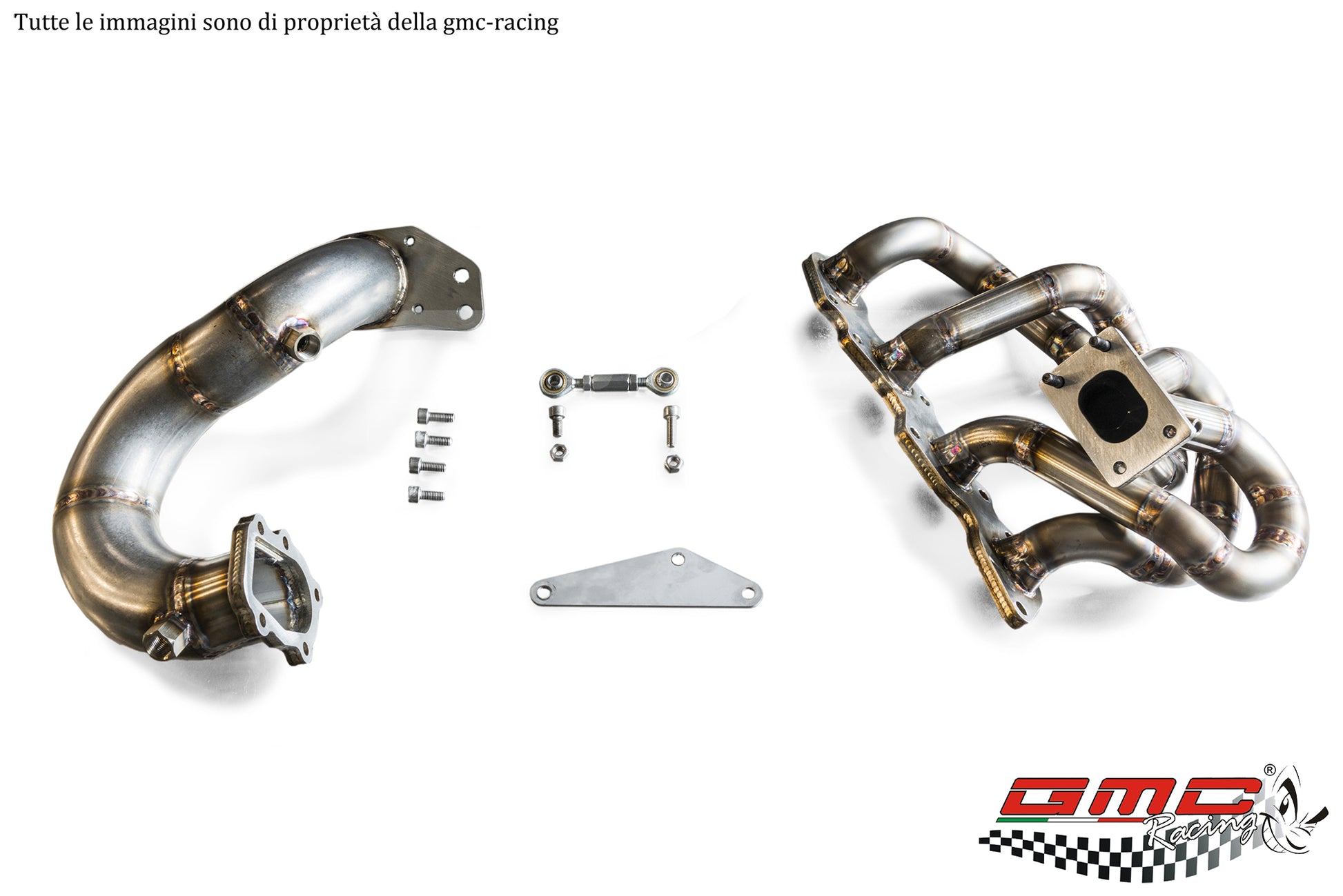 COLLETTORE INOX PER ALFA 1750 TBI CON ATTACCO TURBO T25, CON KIT DOWNPIPE