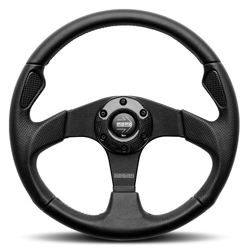 MOMO JET STEERING WHEEL BLACK LEATHER