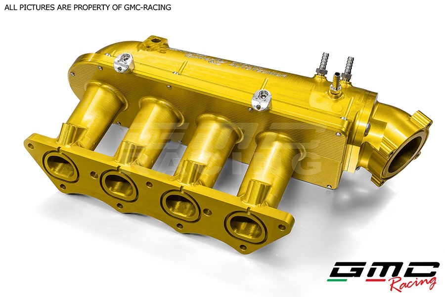 CNC-machined aluminum intake manifold designed by Gabucci Autotecnica