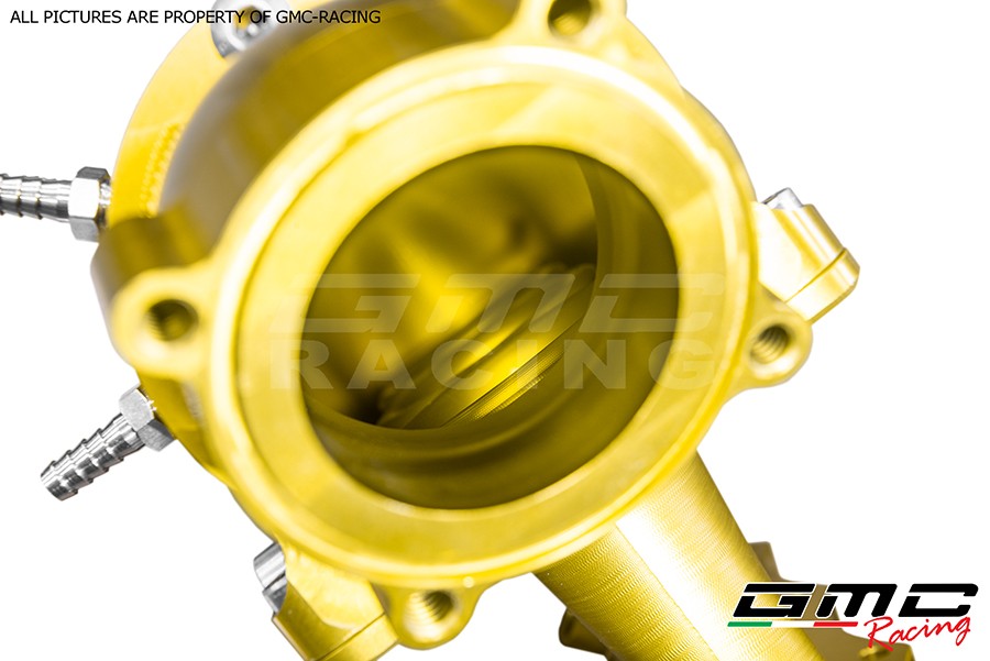 CNC-machined aluminum intake manifold designed by Gabucci Autotecnica