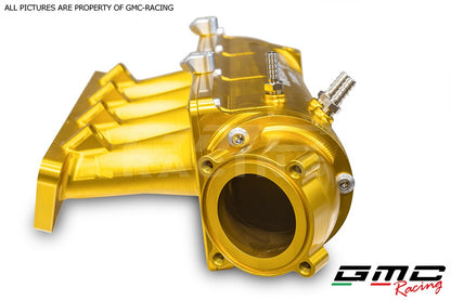 CNC-machined aluminum intake manifold designed by Gabucci Autotecnica
